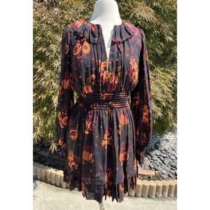 Ulla Johnson Womens Dress Adara Ruffled Silk Floral Print Mini 8 NWT